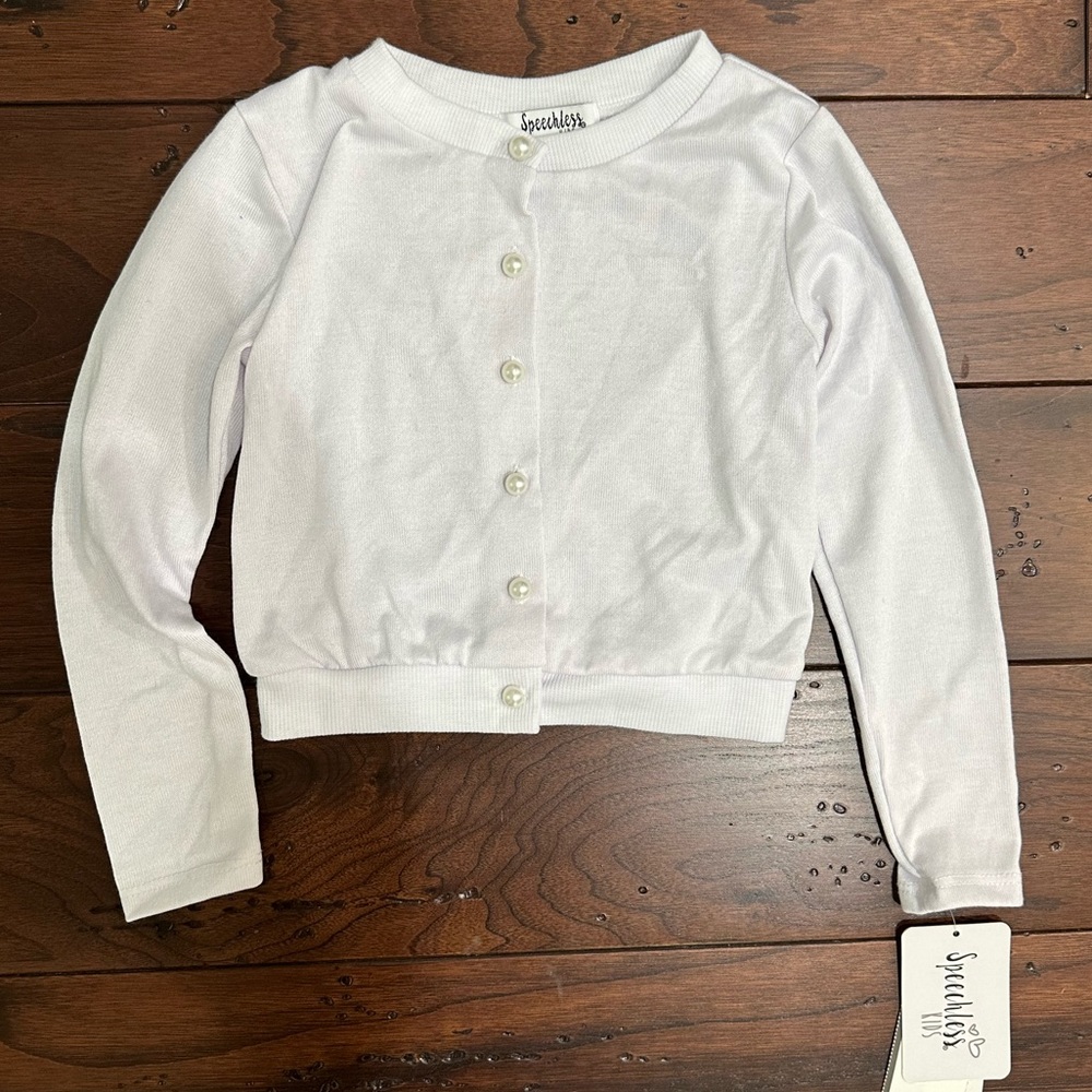 Toddler Cropped Dressy Cardigan with fake pearl buttons
